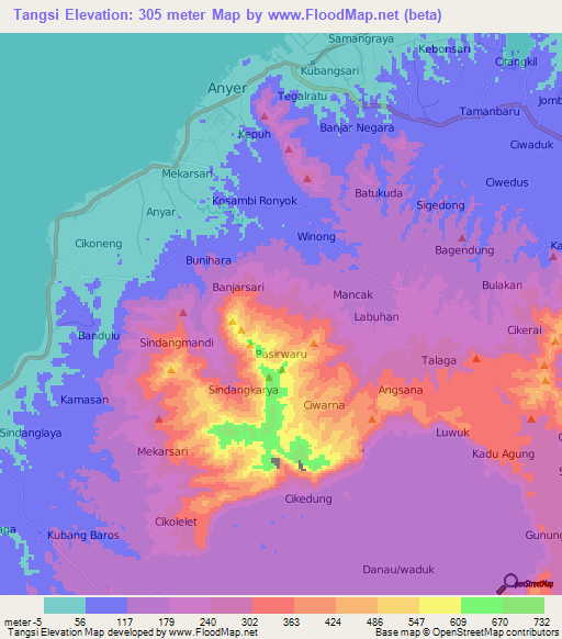 Tangsi,Indonesia Elevation Map