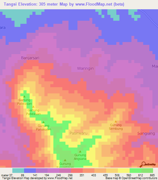 Tangsi,Indonesia Elevation Map