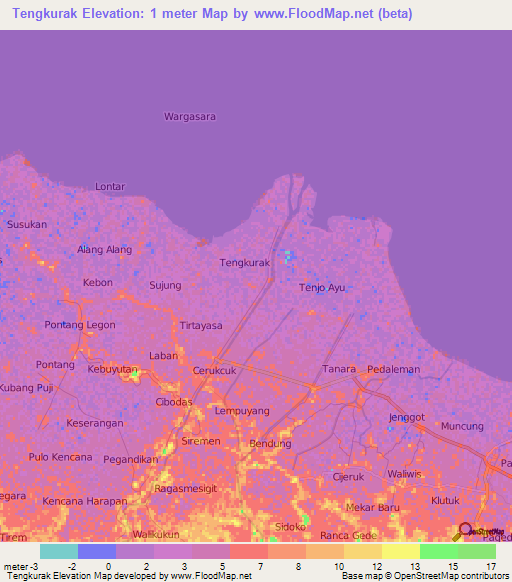 Tengkurak,Indonesia Elevation Map