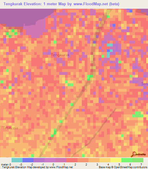 Tengkurak,Indonesia Elevation Map