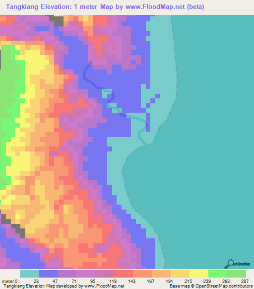 Tangkiang,Indonesia Elevation Map