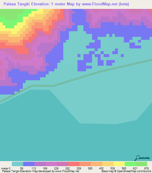 Palasa Tangki,Indonesia Elevation Map