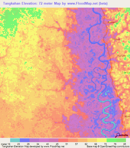 Tangkahan,Indonesia Elevation Map