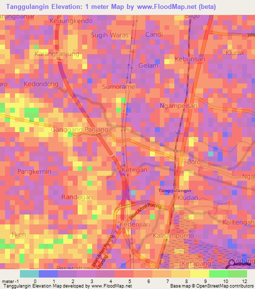Tanggulangin,Indonesia Elevation Map