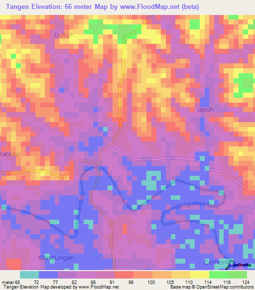 Tangen,Indonesia Elevation Map