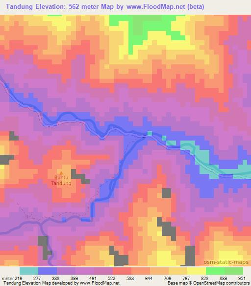 Tandung,Indonesia Elevation Map