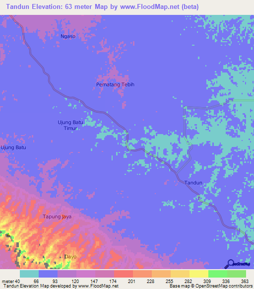 Tandun,Indonesia Elevation Map