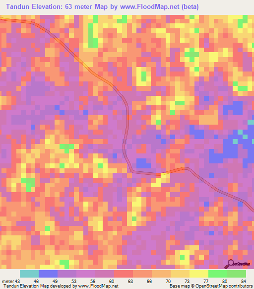 Tandun,Indonesia Elevation Map