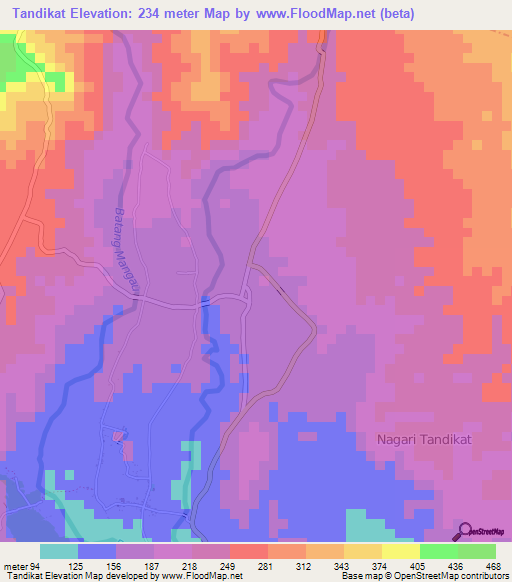 Tandikat,Indonesia Elevation Map