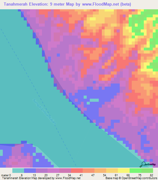 Tanahmerah,Indonesia Elevation Map