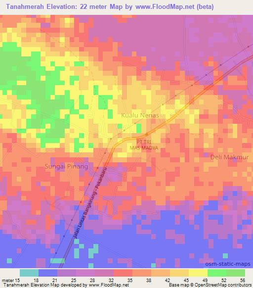 Tanahmerah,Indonesia Elevation Map