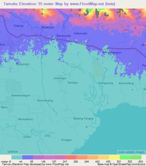 Tamuku,Indonesia Elevation Map