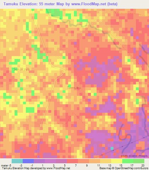 Tamuku,Indonesia Elevation Map