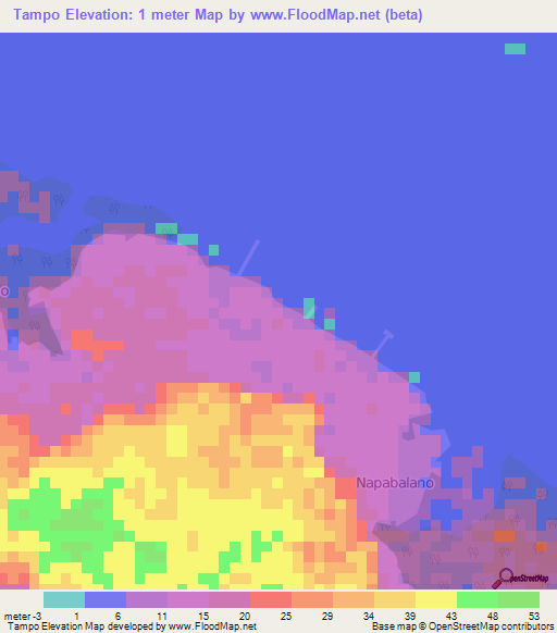 Tampo,Indonesia Elevation Map