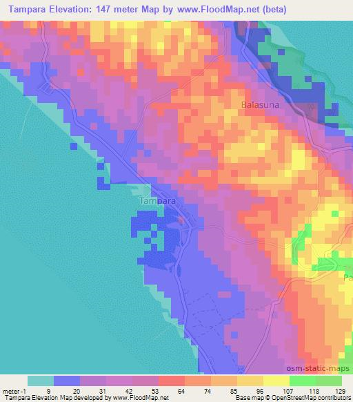 Tampara,Indonesia Elevation Map