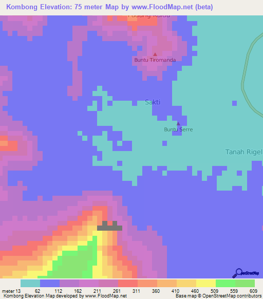 Kombong,Indonesia Elevation Map