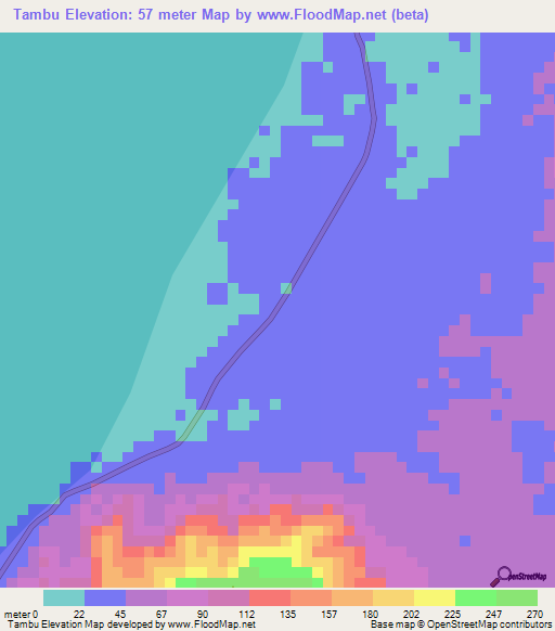 Tambu,Indonesia Elevation Map