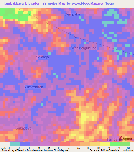 Tambakbaya,Indonesia Elevation Map