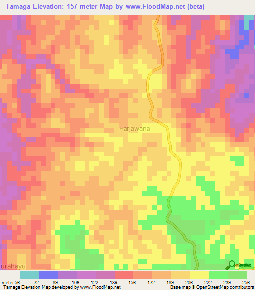 Tamaga,Indonesia Elevation Map