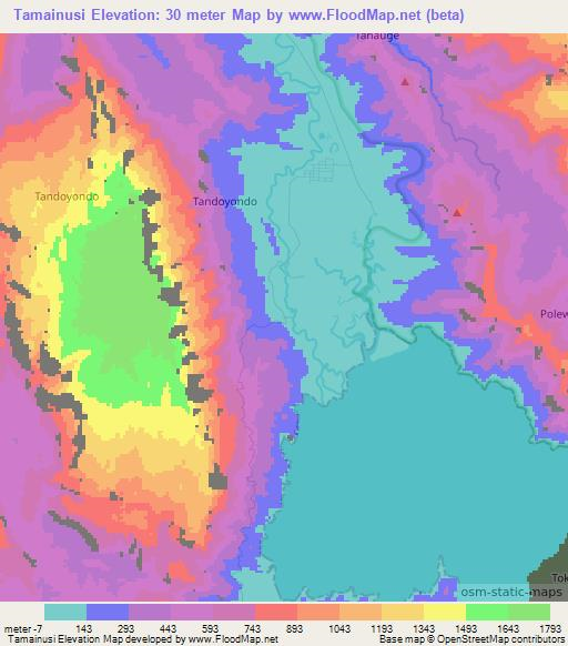 Tamainusi,Indonesia Elevation Map