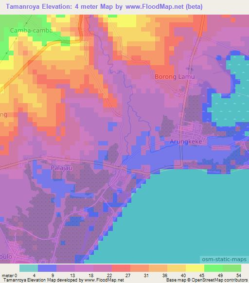 Tamanroya,Indonesia Elevation Map