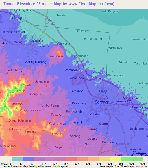 Taman,Indonesia Elevation Map