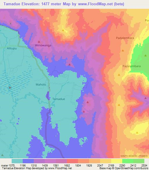 Tamadue,Indonesia Elevation Map