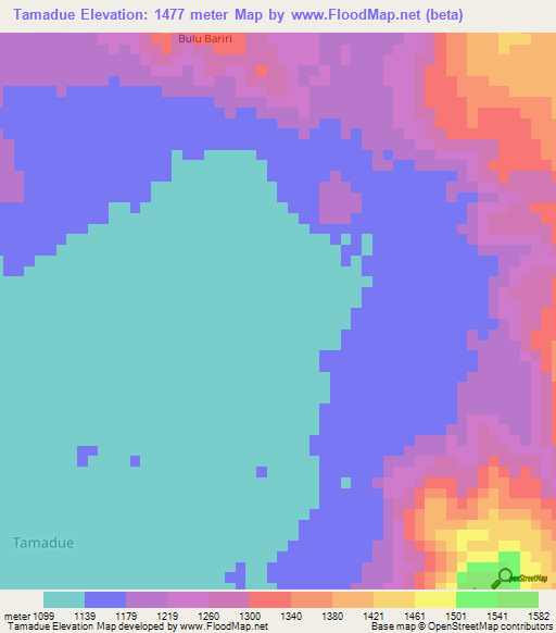 Tamadue,Indonesia Elevation Map