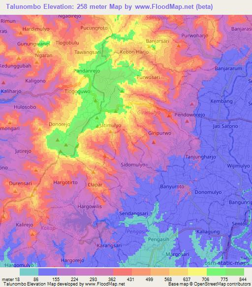 Talunombo,Indonesia Elevation Map