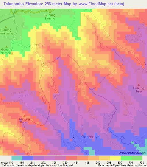 Talunombo,Indonesia Elevation Map