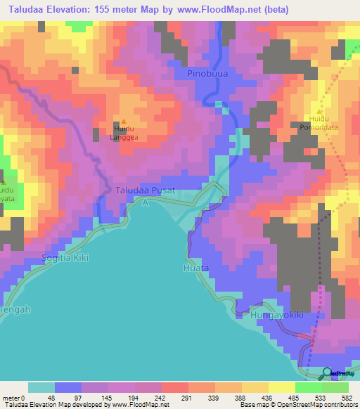 Taludaa,Indonesia Elevation Map