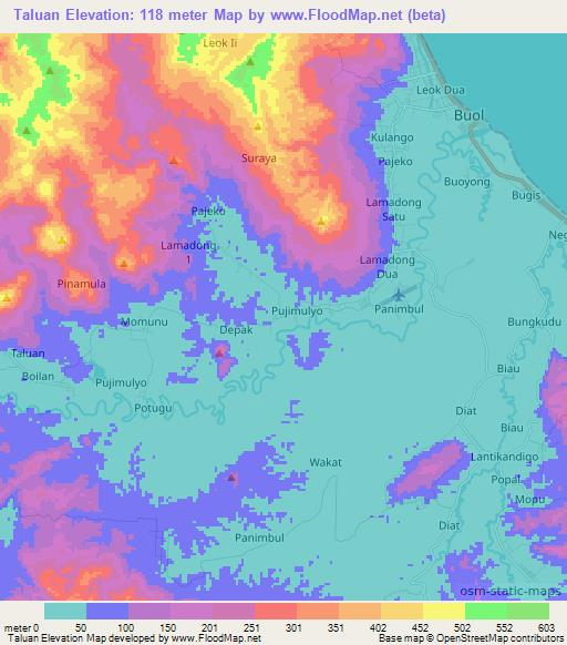 Taluan,Indonesia Elevation Map