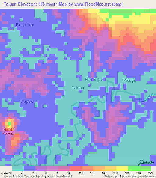 Taluan,Indonesia Elevation Map