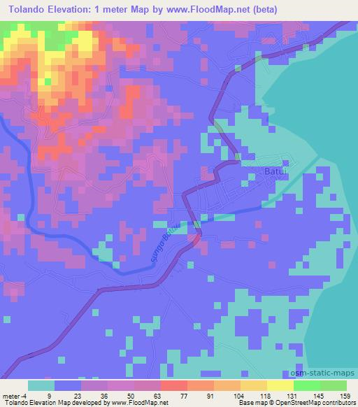 Tolando,Indonesia Elevation Map
