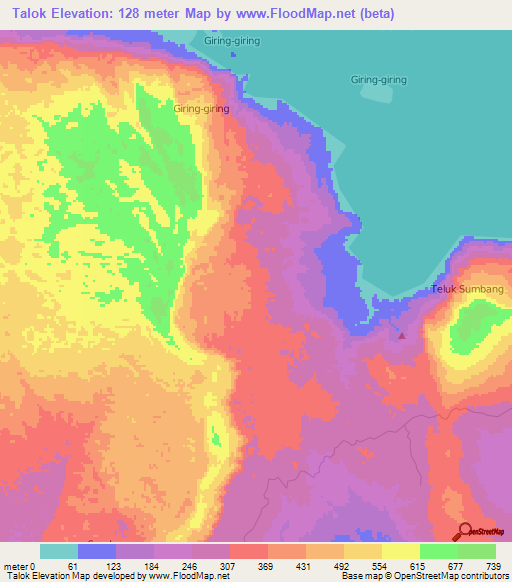 Talok,Indonesia Elevation Map