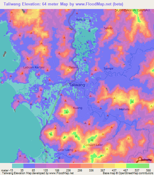 Taliwang,Indonesia Elevation Map