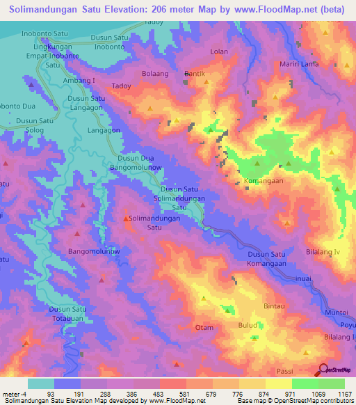 Solimandungan Satu,Indonesia Elevation Map