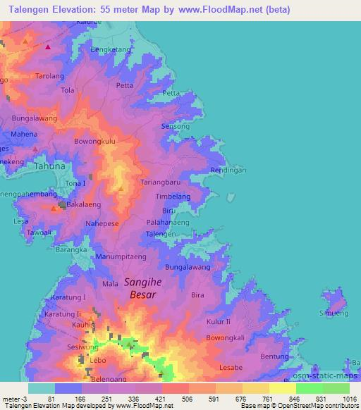 Talengen,Indonesia Elevation Map