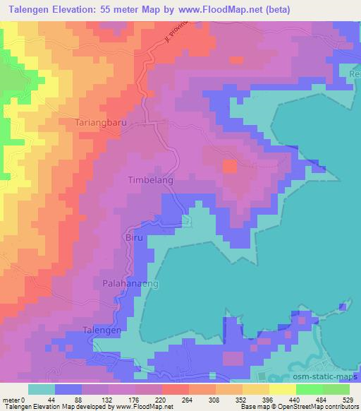 Talengen,Indonesia Elevation Map