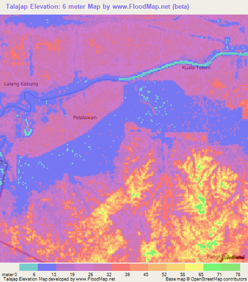 Talajap,Indonesia Elevation Map