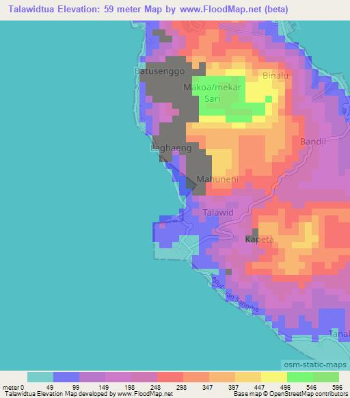 Talawidtua,Indonesia Elevation Map