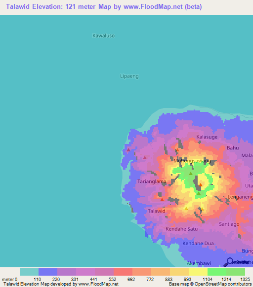 Talawid,Indonesia Elevation Map