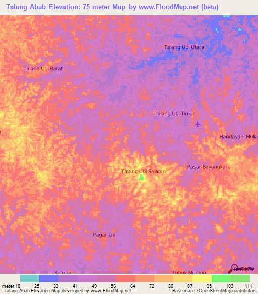 Talang Abab,Indonesia Elevation Map