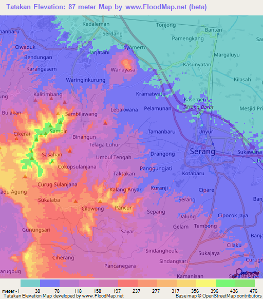 Tatakan,Indonesia Elevation Map