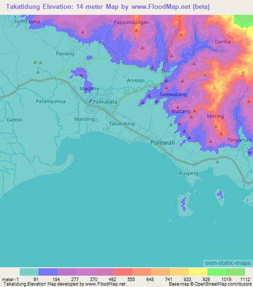 Takatidung,Indonesia Elevation Map