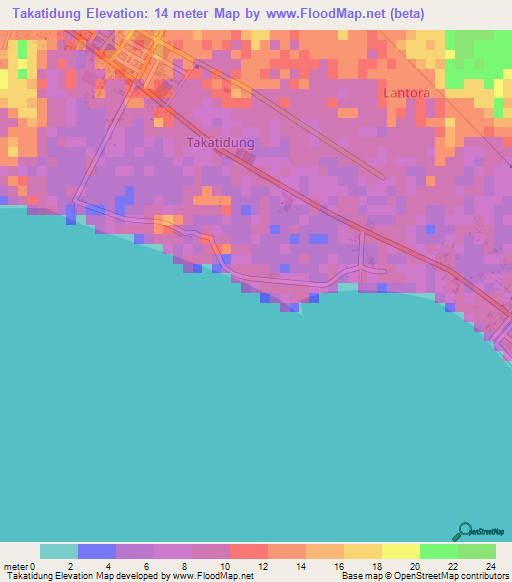 Takatidung,Indonesia Elevation Map