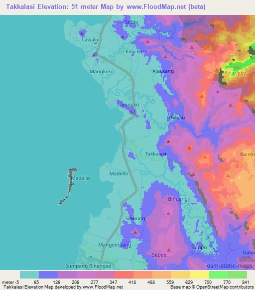 Takkalasi,Indonesia Elevation Map