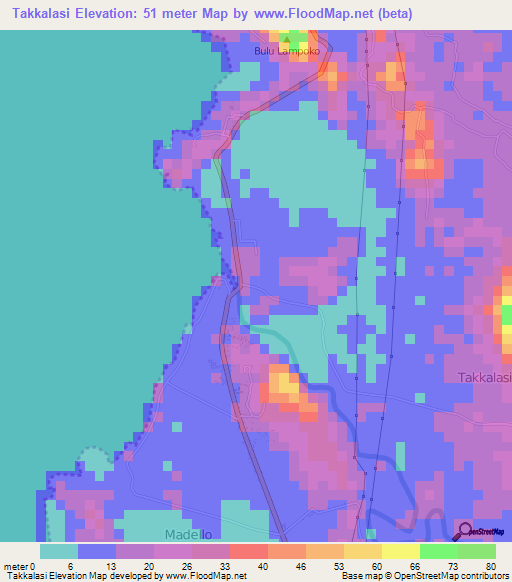 Takkalasi,Indonesia Elevation Map