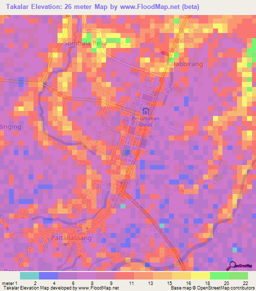 Takalar,Indonesia Elevation Map