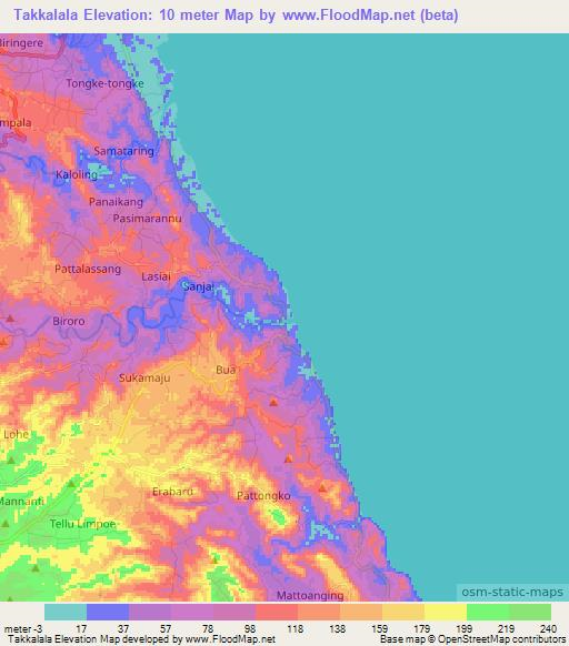 Takkalala,Indonesia Elevation Map